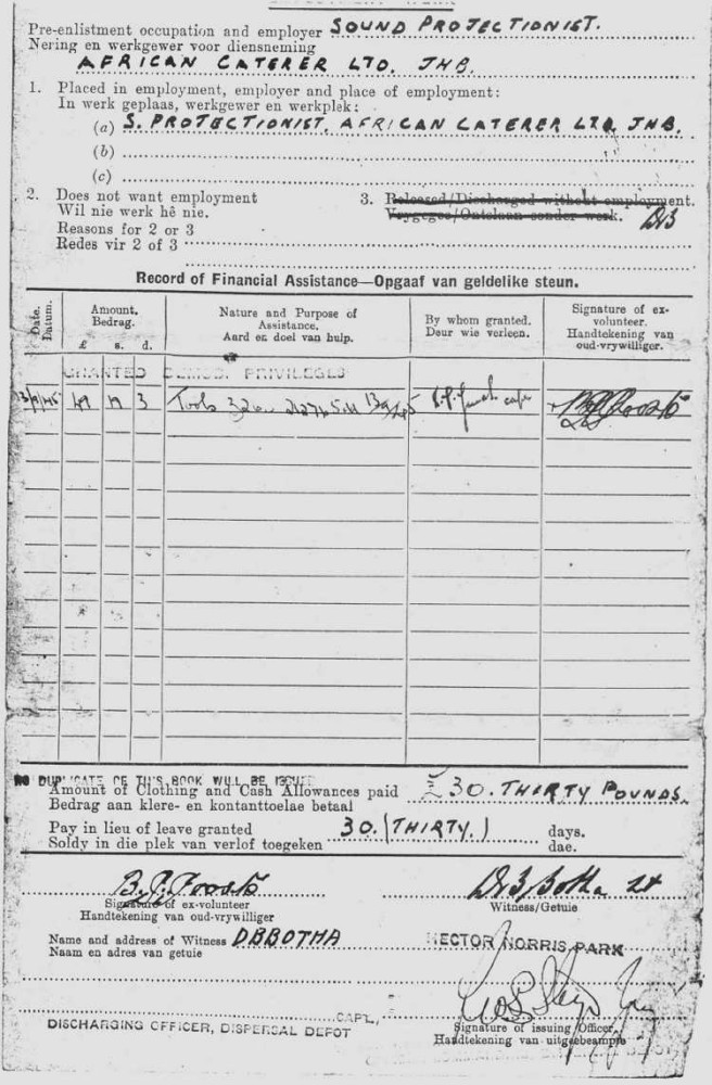 Ben Jooste 15. Discharge Employment